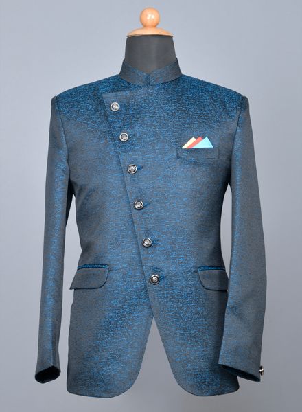 Blazer & Coats Polyester Party Wear Regular fit Stand Collar Designer Self Regular Coat Zed Club